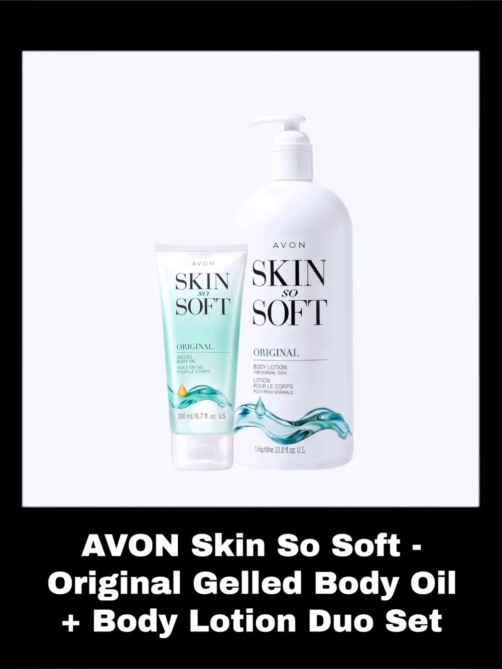 AVON SKIN SO SOFT - Original Gelled Body Oil + Bonus Size Body Lotion Duo Set